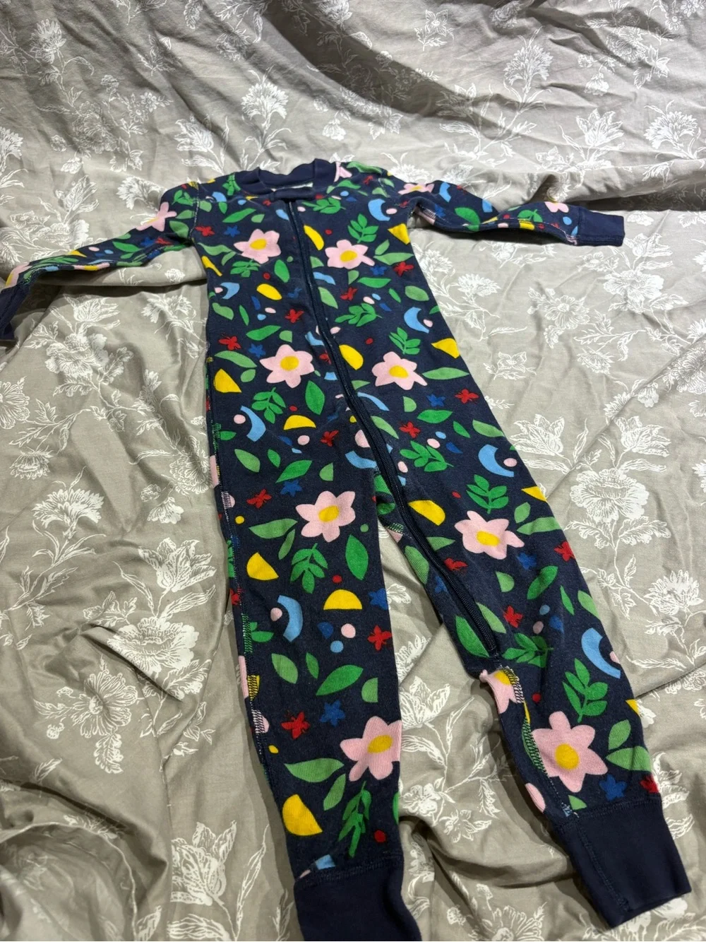 Hanna Andersson navy floral zip pj 3